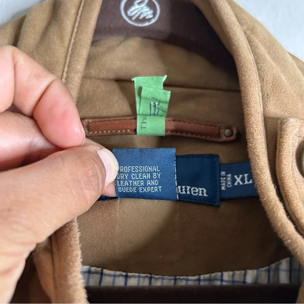 Polo Ralph Lauren Racquet Club Multi Pocket‎ Leather Vest Lined Quilted Tan XL